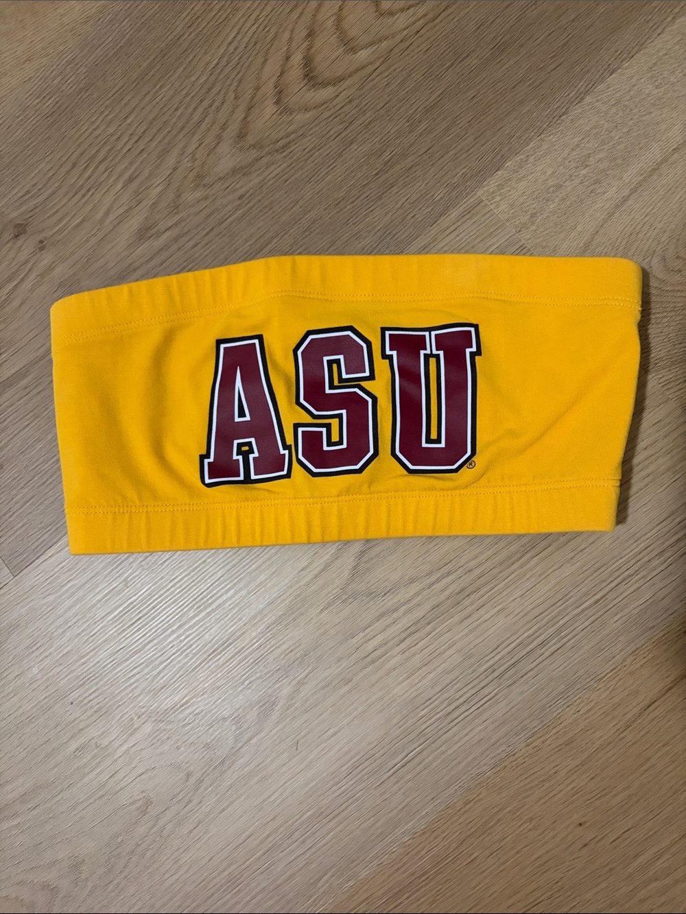PINK Victoria's Secret Yellow Bandeau Top with Maroon ASU Logo